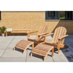 Adirondack Däckstol med Fotpall Teak