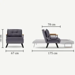 Apia Enkel Mörk (26 x 120 x 60 cm) Grå 1-sits bäddsoffa