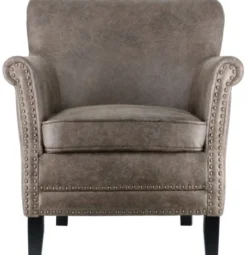 Baron Fåtölj Ljusbrunt Vintagekonstläder