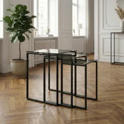 Benz Satsbord 55x50x50 cm Svart/Glas