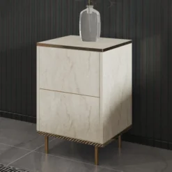 Bilbao Sängbord Travertine / Gold
