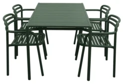 Bliss Matgrupp - Bord 130x80 cm + 4 st Karmstolar Dark Green