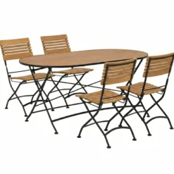 Brewer Matgrupp 160 cm Teak/Svart