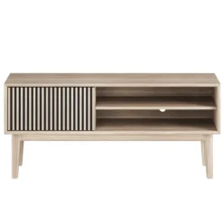 Broholm TV-bänk Lameller 124x55 cm Vitoljad Ek