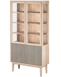 Broholm Vitrinskåp Glassidor & Lameller 100x197 cm Vitoljad Ek