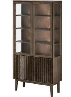 Broholm Vitrinskåp Glassidor & Lameller 100x197 cm Rökoljad Ek