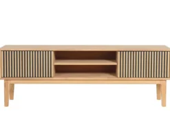 Broholm XL TV-bänk Lameller 160x55 cm Oljad Ek