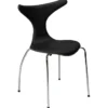 Dolphin Stol Black Leather, Chrome