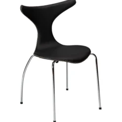 Dolphin Stol Black Leather, Chrome