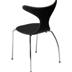 Dolphin Stol Black Leather, Chrome