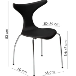 Dolphin Stol Black Leather, Chrome
