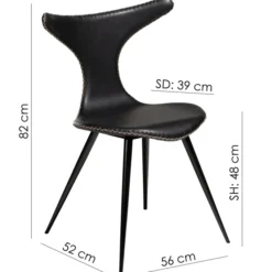 Dolphin Stol Vintage Black Art.Leather, Black