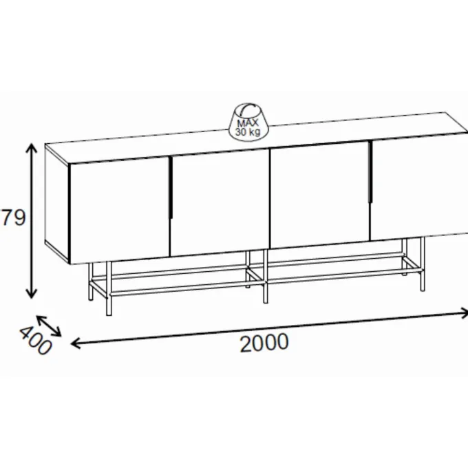 Edinburgh Sideboard Antracit / Svart