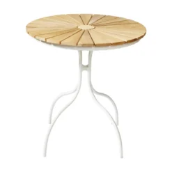 Ellen Cafébord Ø80cm i Teak och Aluminium Vit