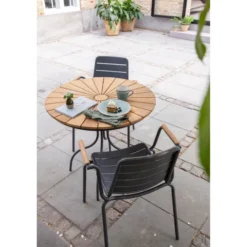 Ellen Cafébord Ø80cm i Teak och Aluminium Antracit