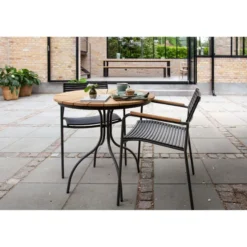 Ellen Cafébord Ø80cm i Teak och Aluminium Antracit