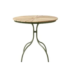 Ellen Cafébord Ø80cm i Teak och Aluminium Grön