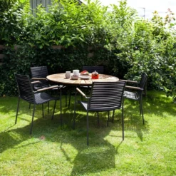 Ellen och Mood Trädgårdsmöbelset i Teak och Aluminium Antracit 1 Bord + 4 Stolar
