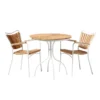 Ellen Trädgårdsmöbelset i Teak och Aluminium 80 cm + 2 stolar, Vit