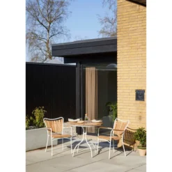 Ellen Trädgårdsmöbelset i Teak och Aluminium 80 cm + 2 stolar, Vit