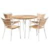 Ellen Trädgårdsmöbelset i Teak och Aluminium 110 cm + 4 stolar, Vit