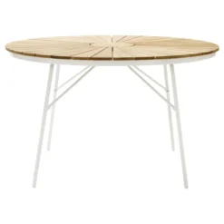 Ellen Trädgårdsmöbelset i Teak och Aluminium 110 cm + 4 stolar, Vit