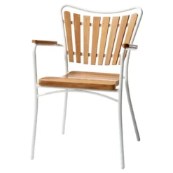 Ellen Trädgårdsmöbelset i Teak och Aluminium 110 cm + 4 stolar, Vit