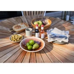 Ellen Trädgårdsmöbelset i Teak och Aluminium 130 cm + 5 stolar, Vit