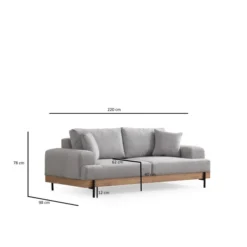 Eti Oak 3-sits (220 x 98 x 78 cm) 3-sitssoffa Grå