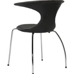 Flair Stol Black Leather, Chrome