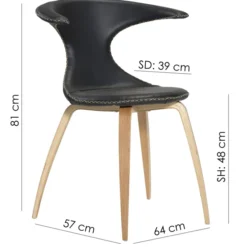 Flair Stol Black Leather, Oak