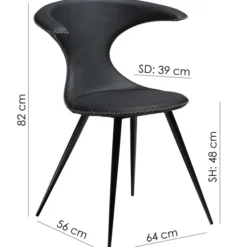 Flair Stol Black Leather, Round Black