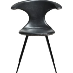Flair Stol Vintage Black Art.Leather, Round Black