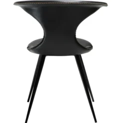 Flair Stol Vintage Black Art.Leather, Round Black