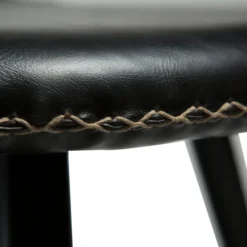 Flair Stol Vintage Black Art.Leather, Round Black