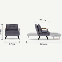 Freetown Single (26 x 120 x 60 cm) 1-sits bäddsoffa Grå
