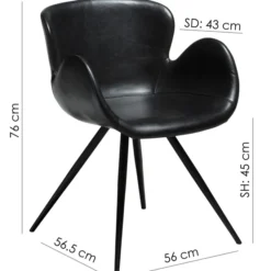 Gaia Stol Vintage Grey Art.Leather, Black