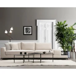 Ghent med sidobord (320 x 102 x 84 cm) Beige 4-sits soffa