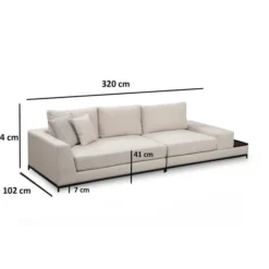 Ghent med sidobord (320 x 102 x 84 cm) Beige 4-sits soffa