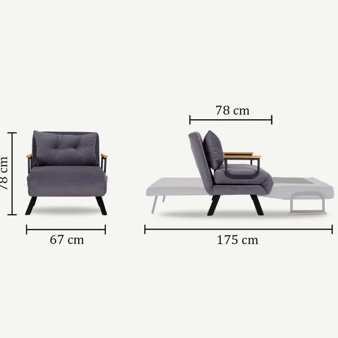 Hanoi Enkel lampa (26 x 120 x 60 cm) Brun 1-sits bäddsoffa