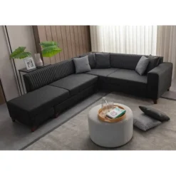 Harare (125 x 190 cm) Bäddsoffa, hörn Antracit, Vänster