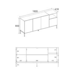 Helsingfors Sideboard Naturlig ekträ svart sandsten