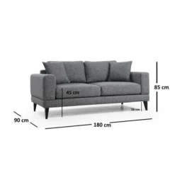 Helsingfors 2-sits (180 x 90 x 85 cm) Mörkgrå 2-sitssoffa