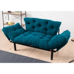 Helsingfors (155 x 85 x 70 cm) 2-sits bäddsoffa Petrolblå