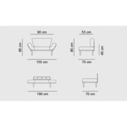 Helsingfors (155 x 85 x 70 cm) 2-sits bäddsoffa Svart