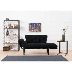 Helsingfors (155 x 85 x 70 cm) 2-sits bäddsoffa Svart