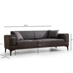 Horizon (230 x 95 x 77 cm) 3-sitssoffbädd Mörkgrå