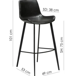Hype Barstol Vintage Black, 75 cm