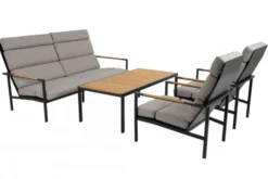 Indus 3-sits Soffa Svart/Teak