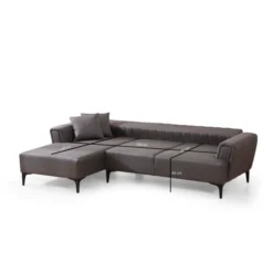 Jakarta (140-270 x 95 x 77 cm) Hörnsoffa-bäddsoffa Mörkgrå, Vänster